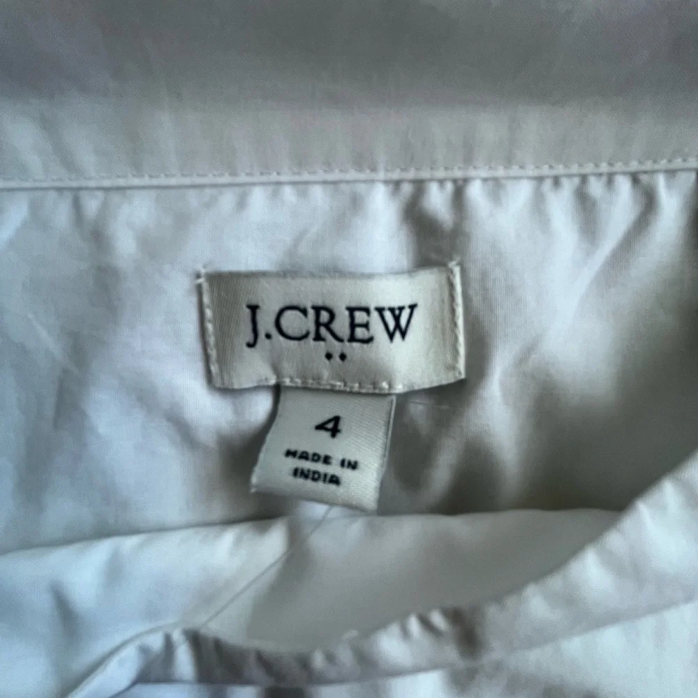 NWT J. Crew Poplin Cotton Funnelneck White Blouse‎ Women’s Sz 4 Fishercore Boho